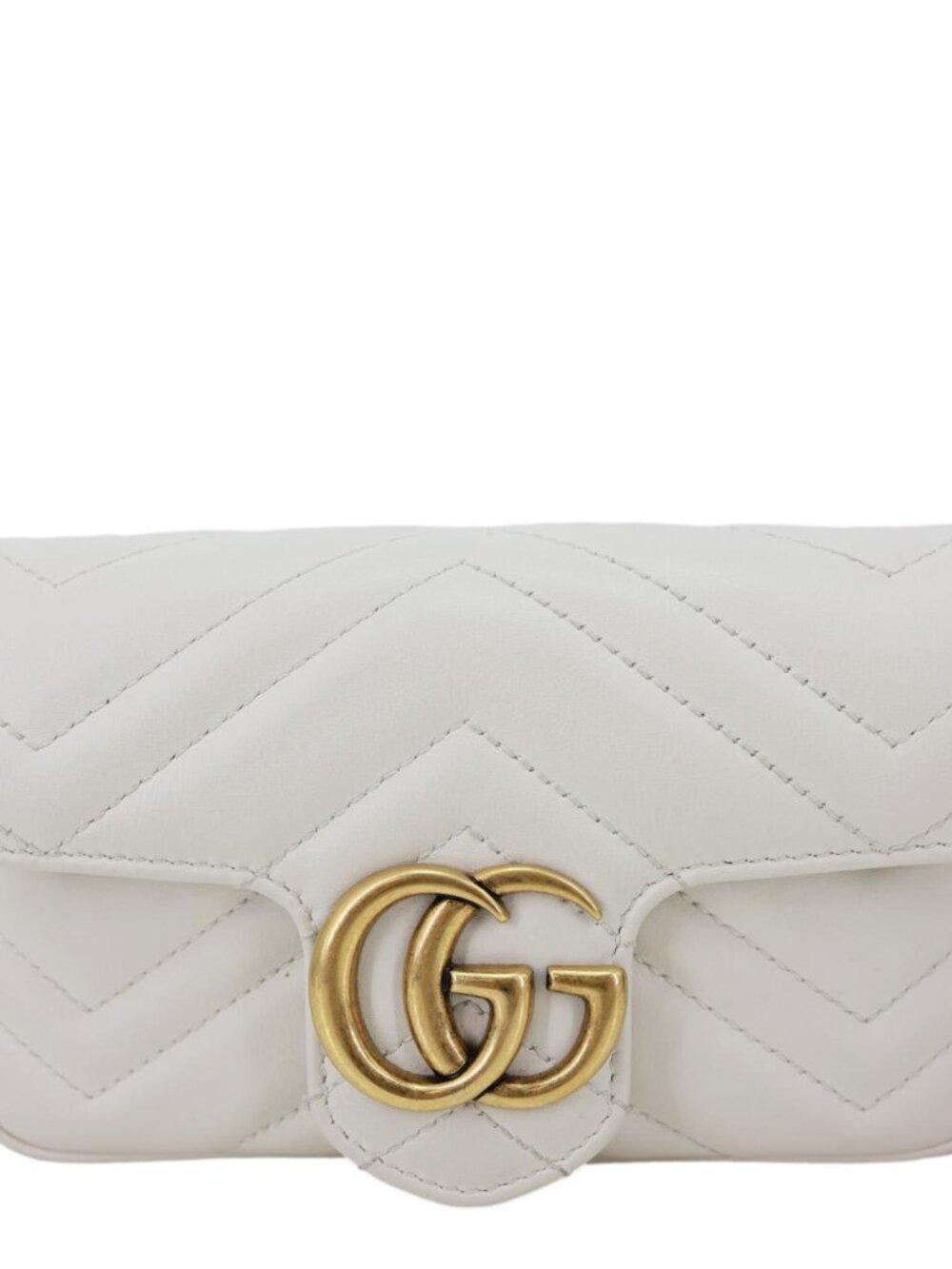 Gucci  GG Marmont Super Mini Matelasse Leather Crossbody Bag White 476433
